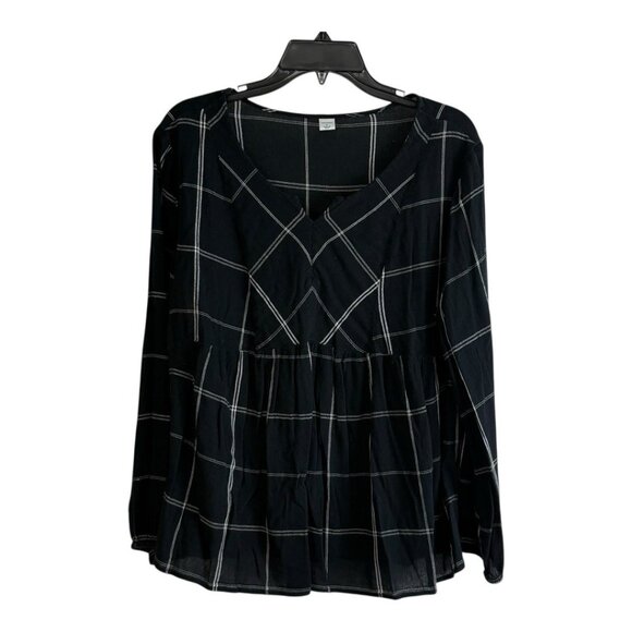 Old Navy Tops - Old Navy Womens Shirt Adult Size Large Black Long Sleeve Ruffle V Neck Casual